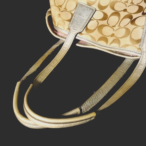 Coach Signature Light Khaki Multicolor Patent Leather Kisslock Framed Pu… - Picture 6 of 8